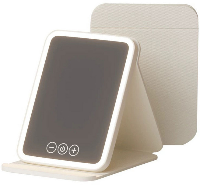 접이식 휴대용 LED 화장 탁상 거울 데스크탑 스타일, 화이트