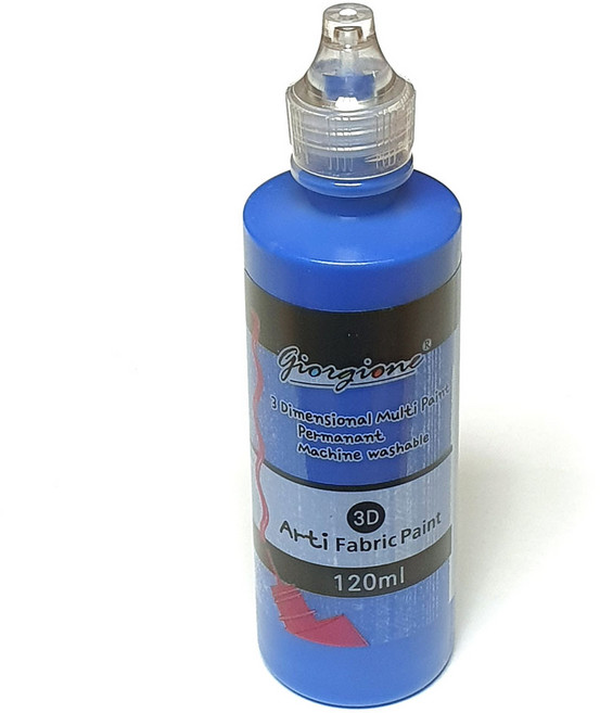 염색물감120ml 18가지 칼라 모음 / 기본12색 형광4색 메탈릭2색 대용량 패브릭 공예물감 천염색 캔버스천 섬유물감 섬유공예 그리기 꾸미기재료 신발염색 모자염색, 염색물감120ml 파랑