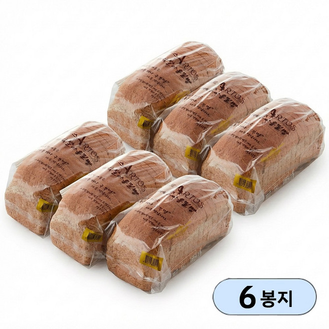 아르토스 통밀식빵 HACCP 통밀빵 샌드위치 토스트 식빵 (무방부제), 530g, 6개