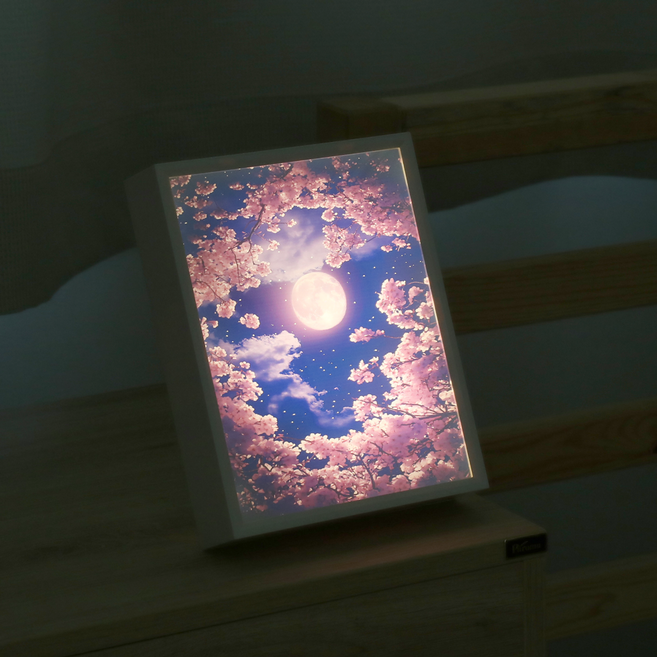 라인트 벚꽃 LED 무드등 / 거울, C.봄을품은달+전용어댑터