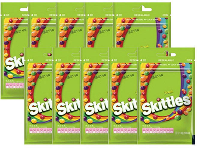 스키틀즈 사워, 40g, 10개