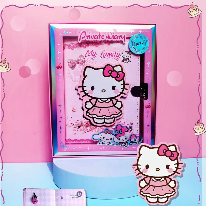 문구보따리 산리오 라부부 카피바라 다이어리 다꾸 비밀일기장 다꾸세트, 헬로키티 핑크, 1개