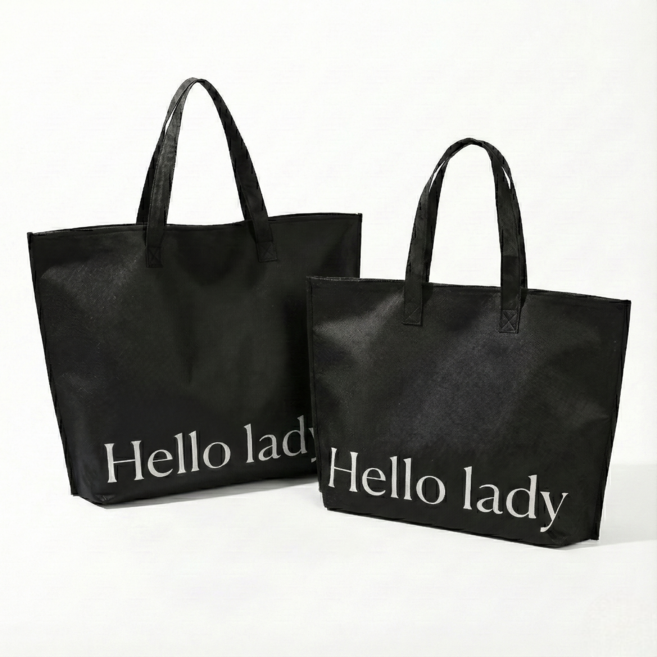 라온 데일리 다용도 대용량 대형 특대형 지퍼 타포린백, 2개, 블랙