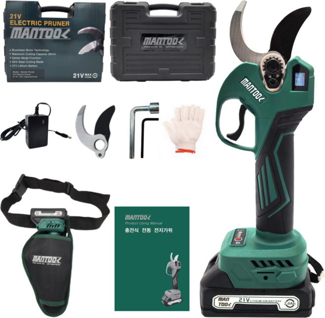 MANTOOL 충전식 전동 전지 가위 전동가위, 35mm 배터리1개 세트, 1개