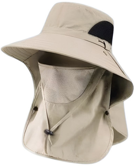 아토 올커버 마스크 모자 햇빛가리개 낚시 등산 스포츠 야외활동 골프 농사 밭일 벌초 자외선차단 일체형 선캡, 1개, 카키
