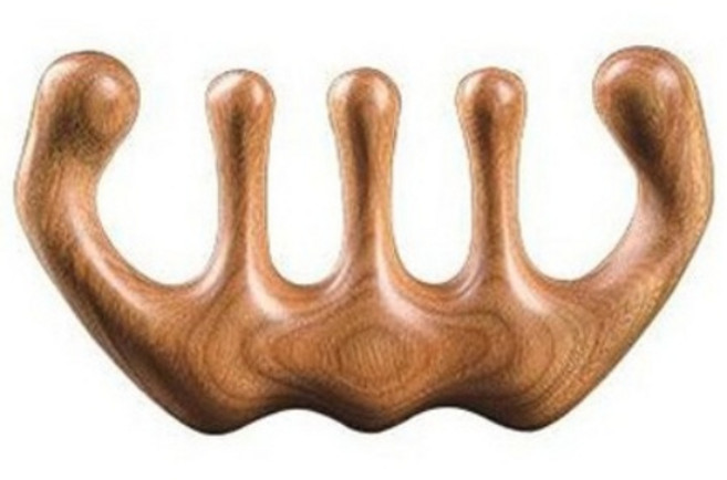 까마느 5발 원목 두피 얼굴 경락 림프 지압마사지기, 1개, 1번