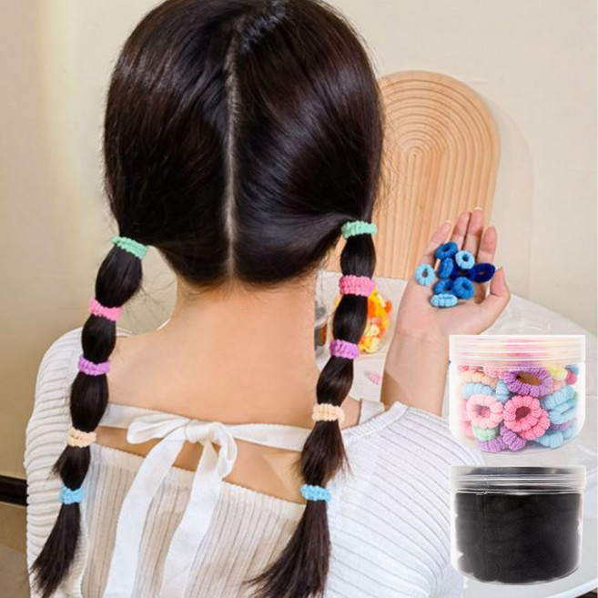 [트윕픽] 국산 아기용 머리끈 100개 세트 / 유아 헤어고무줄 고무끈 머리묶음끈