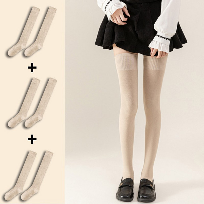 올라이프지 골프 베이직 롱 오버 니삭스 여성 하이 허벅지양말 3켤레