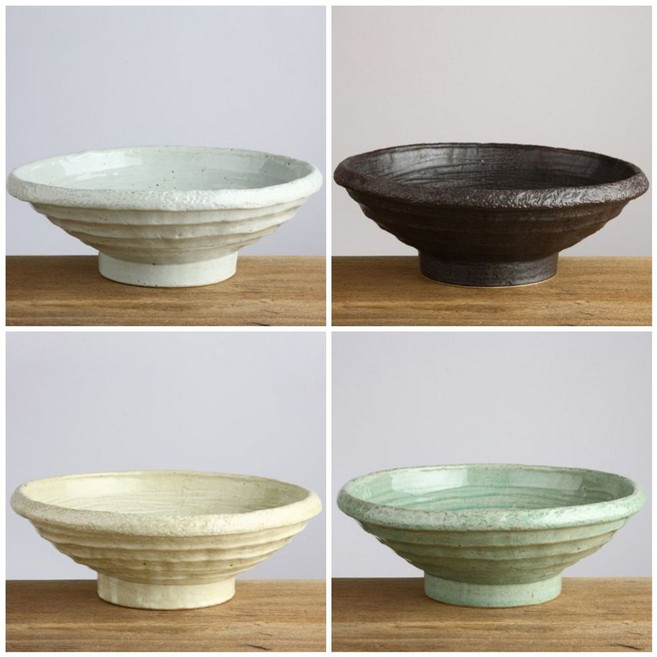 도자기 이천도자기 판주물럭 돌면기 26cm, 흑유