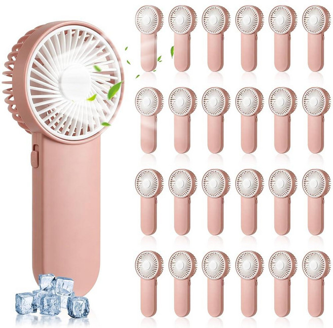 VZZNN 24 Pack Mini Portable Fan Pink Mini Fans Bulk Handheld Battery Operated 1 Speed for Neck Las