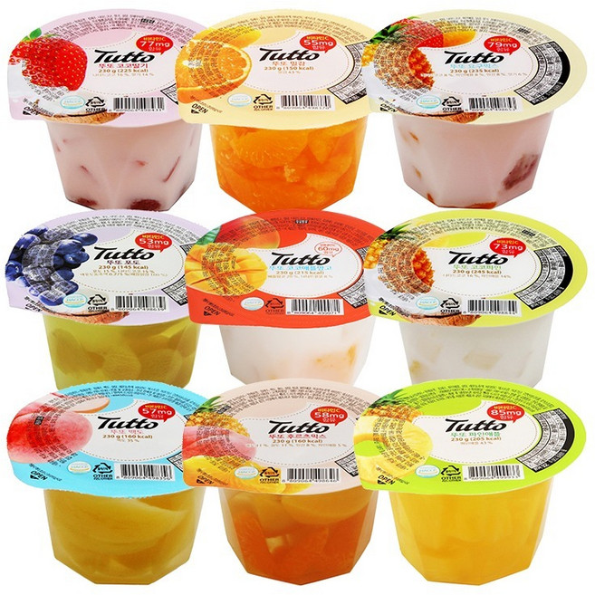 뚜또 과일푸딩 컵과일 디저트젤리 모듬컬렉션 묶음9종, 230g, 1개