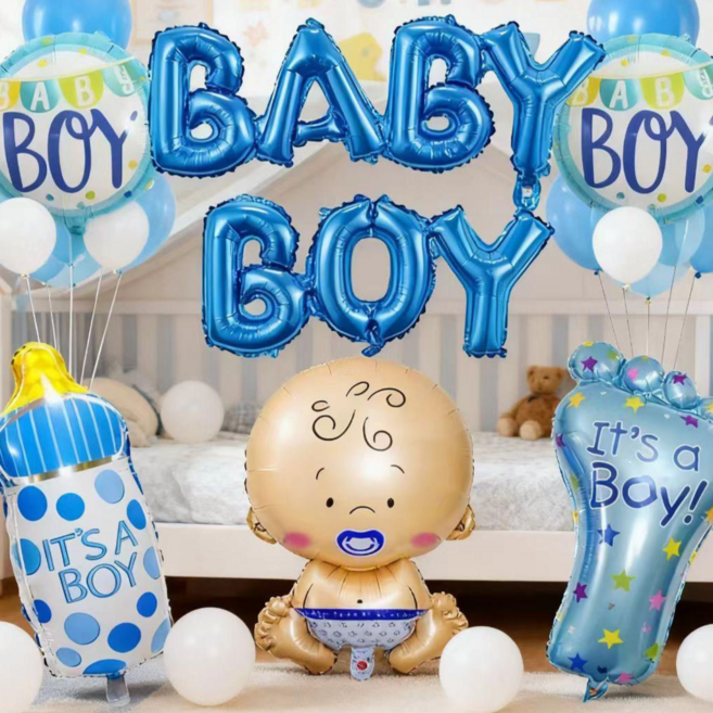 젠더리빌 풍선 세트 성별공개 베이비샤워 파티용품 12종 세트, 1세트, 블루