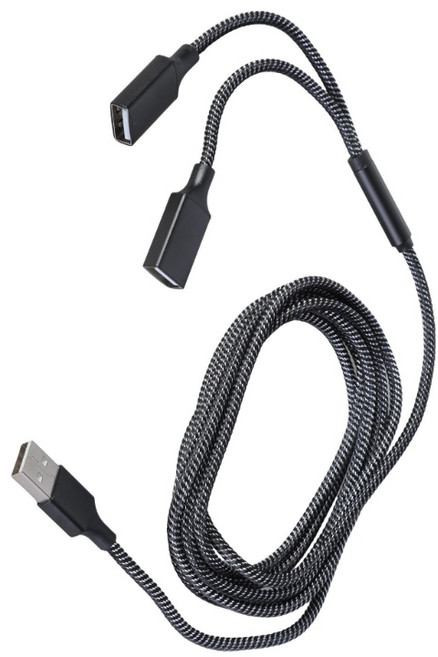 데이터 전송 및 고속 충전 코드가 있는 노트북 키보드와 호환되는 USB 스플리터 2 포트 남성용 더블 여성 어댑터, 200cm, 1개, 사이즈 이미지 참고