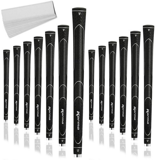 Karma 초경량 오버사이즈 +2.4mm3/32인치 블랙 13피스 골프 그립 번들 171917, 13 Grips with Tape Strips, 13 Grips with Tape Strips, 1개