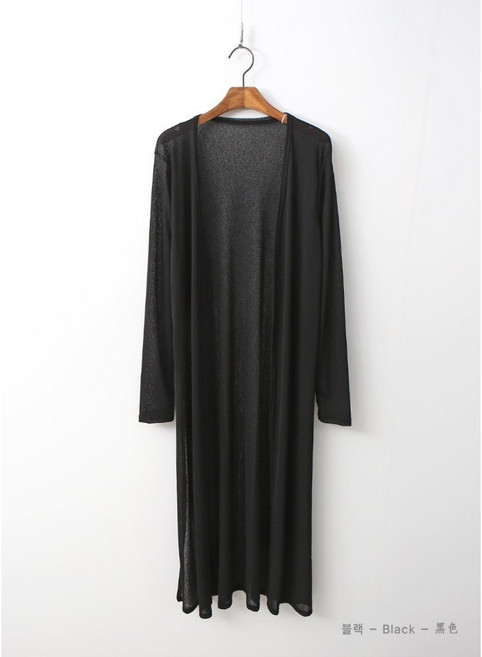 아이엠수 여성용 시스루 옆트임 롱 가디건