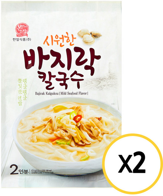 한일식품 본고장 시원한 바지락 칼국수 2인 427.6g, 2개