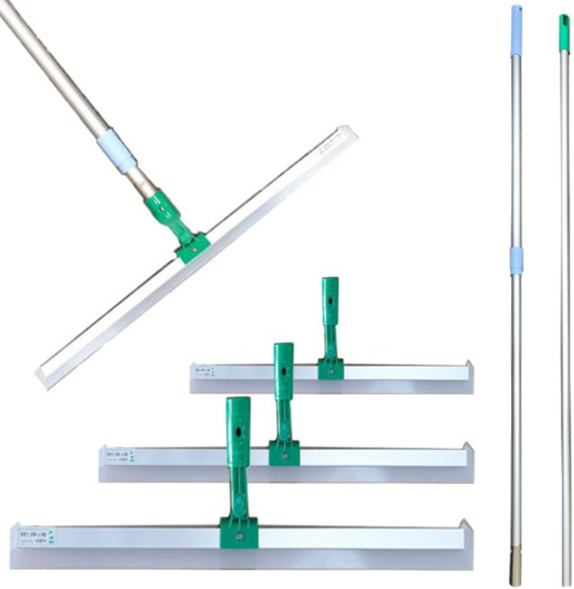 라이노 물밀대 화장실 욕실 업소용 물 청소 고무 밀대 바닥 물기제거 스퀴지, 1세트, 2단 자루