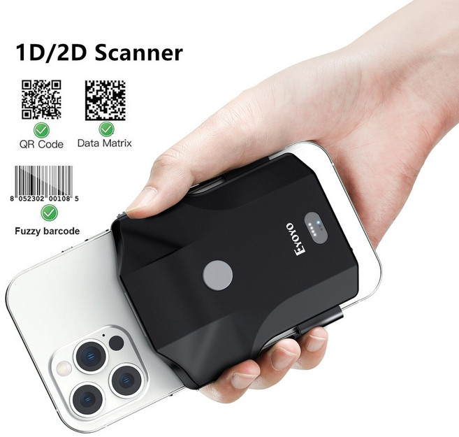 백클립바코드스캐너 Eyoyo EY 032P 2D 블루투스 바코드 스캐너 휴대용 백 클립 무선 1D QR 리더 모바일 결제 산업, 03 EY-032L 1D Scanner, 1개