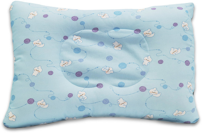 100%국산 빨아쓰는 베개 목편한 어린이 주니어 항균 거북목 경추 캐릭터 베게, 스카이블루, 1개