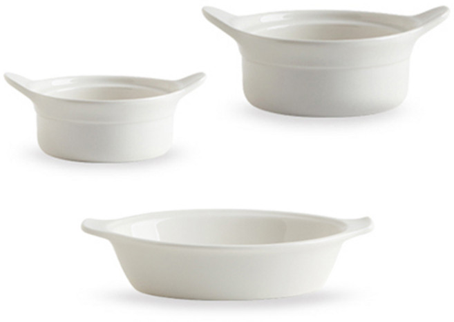 시라쿠스 뉴욕 킹스인 양손스프볼 손잡이 타원볼 16cm 20cm 25cm 그라탕 치즈볼 오븐그릇, 3개, 화이트