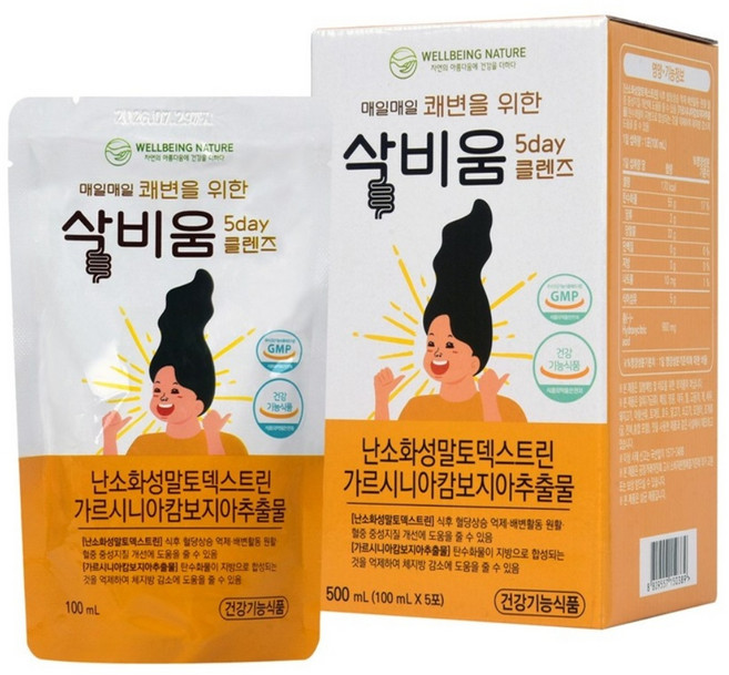 삭비움 5day 클렌즈 쾌변 직빵 다이어트 체지방 감소 복숭아맛 액상, 1박스, 500ml