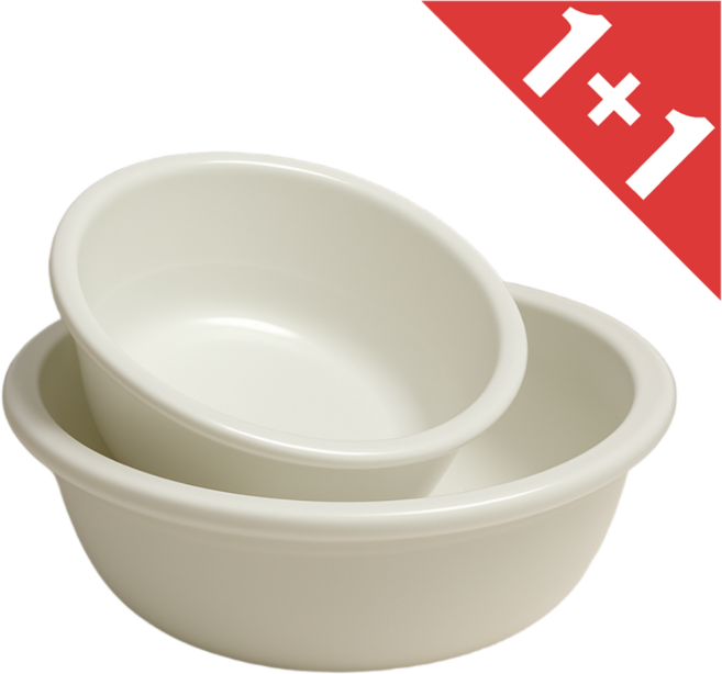 심플린 1+1 다용도 욕실 바가지 대야, 2개, 화이트(소+대)