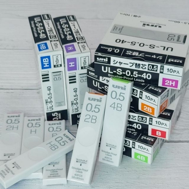 유니 Smudge Proof Leads 0.5mm 샤프심 1다스(10통), HB