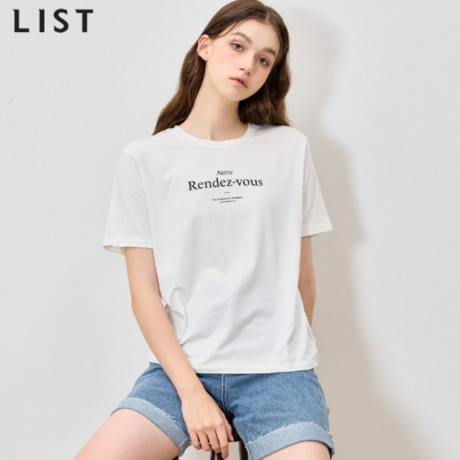 리스트 (LIST)] 부드러운소재 미니멀 레터링 반팔 티셔츠 (택가격: 78000원) 400350