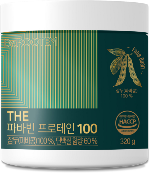 닥터루템 THE 파바빈 프로테인 100 식물성 단백질 자이언트 잠두 미국 저지방 고단백 콩단백 콩 칼슘 인 쉐이크 식사대용 드레싱 분말 파우더 320g, 6개