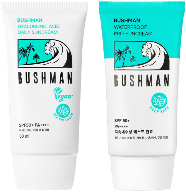 부쉬맨 히알루론산 데일리 선크림 50ml + 워터프루프 프로 선크림 50g 세트, 1개