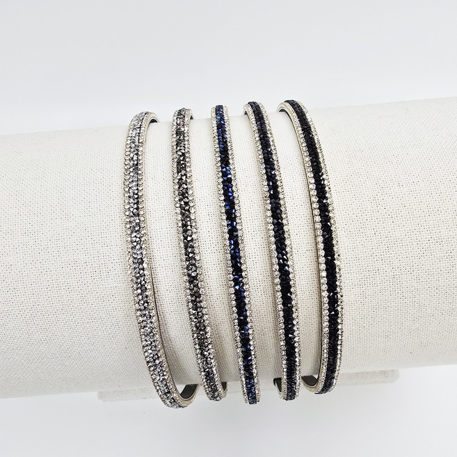 시크몽 럭셔리 더블라인 0.7cm 크리스탈 슬림 얇은 머리띠 헤어밴드