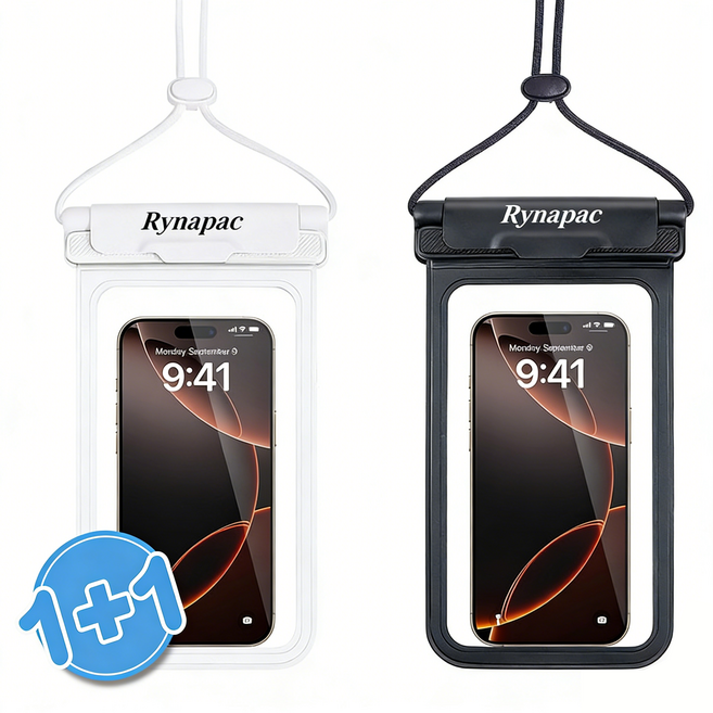 리나 워터파크 방수 가방 물놀이 수영장 핸드폰 방수팩1+1, 1세트, 블랙+화이트