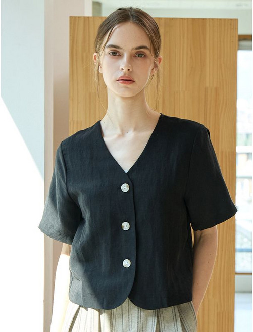 나인식스뉴욕 데일리 브이넥 린넨 반팔 자켓 (NQ2JK001L0)