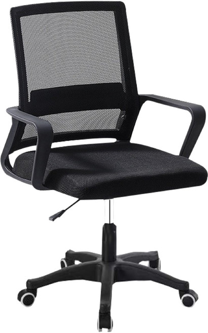 透氣網布 人體工學 可調節高度 學生書桌椅, 【尼龍腳】一字辦公椅-黑/(一張訂單最多二個)