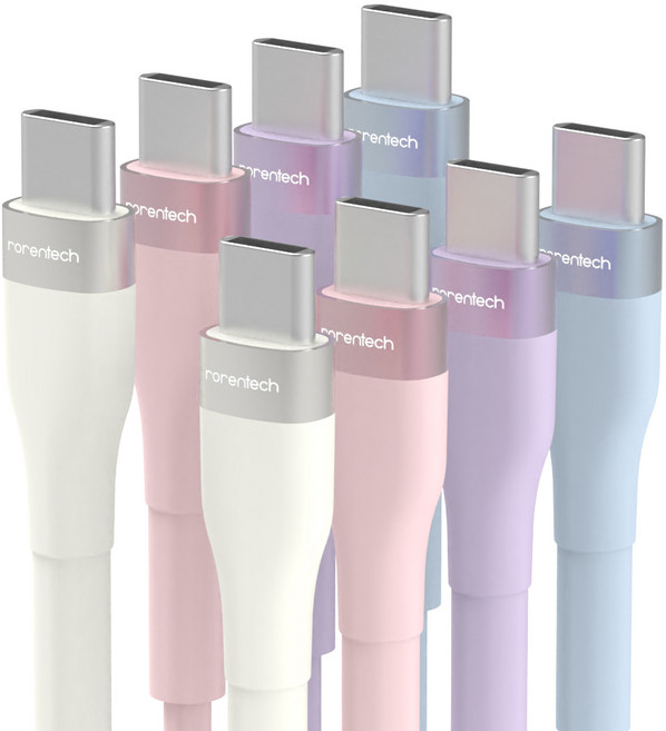 로랜텍 60W PD 파스텔 C to C 초고속충전 케이블, 1개, 크림, 2.4m