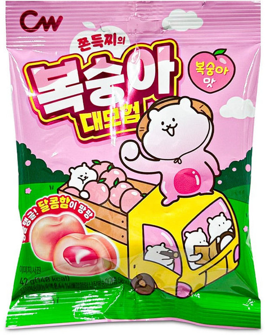 청우식품 쫀득찌의 복숭아 대모험 젤리, 1개, 42g