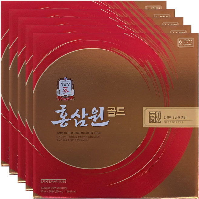정관장 홍삼원골드 50mlx30포 5세트 쇼핑백증정 명절선물, 1.5L, 5개