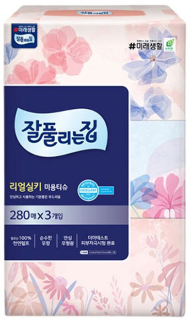 잘풀리는집 천연펄프 미용티슈 2겹, 280매입, 3개