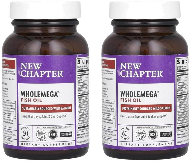 New Chapter Wholemega Fish Oil 뉴챕터 홀메가 피쉬오일 소프트젤, 60정, 2개 - 쿠팡