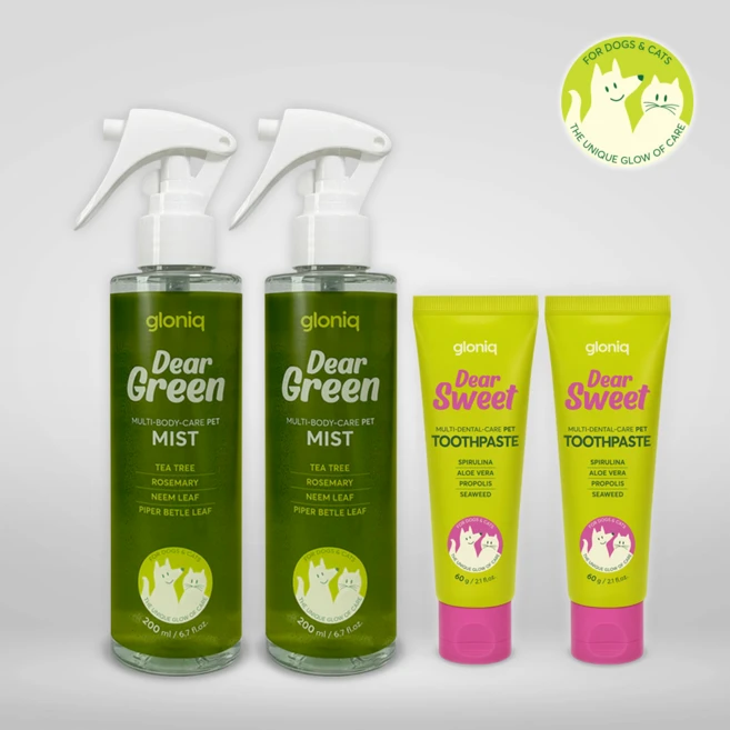 글로닉 데일리 펫케어 세트 무자극 보습 윤기 탈취 구강관리 미스트+치약 세트 - 쿠팡