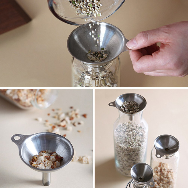 리빙안 스텐 깔때기 거름망 깔대기 대형 소형 미니 3종세트, 1개