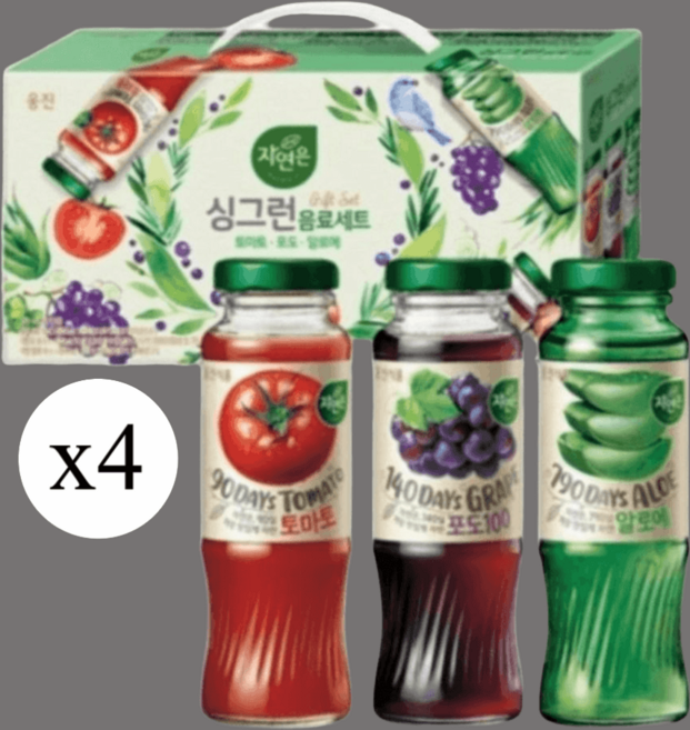 자연은 싱그런 음료세트 180mL 병 12개 4세트 (토마토 포도 알로에)