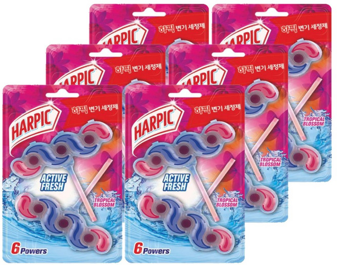 변기세정제 이지오프뱅 하픽 액티브 프레쉬 트로피칼 블로썸 듀오 35g 2개입, 6개