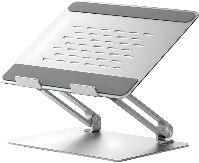 미아크 초경량 흔들림방지 높이각도조절 고급 알루미늄 노트북 거치대, 실버, 1개