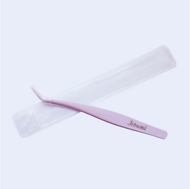 제부미 속눈썹 연장 트위저 반영구재료 핀셋 1개, 연보라