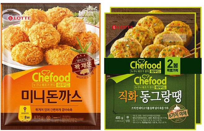 롯데쉐푸드 미니돈까스 870g x1개+직화 동그랑땡 (405g+405g) x1개, 1개, 1.68kg