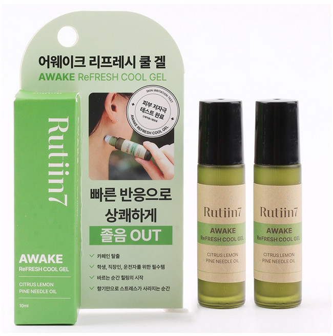 루틴7 어웨이크 리프레시 쿨겔 레몬 운전자 집중력 졸음방지 잠깸스틱, 2개, 10ml