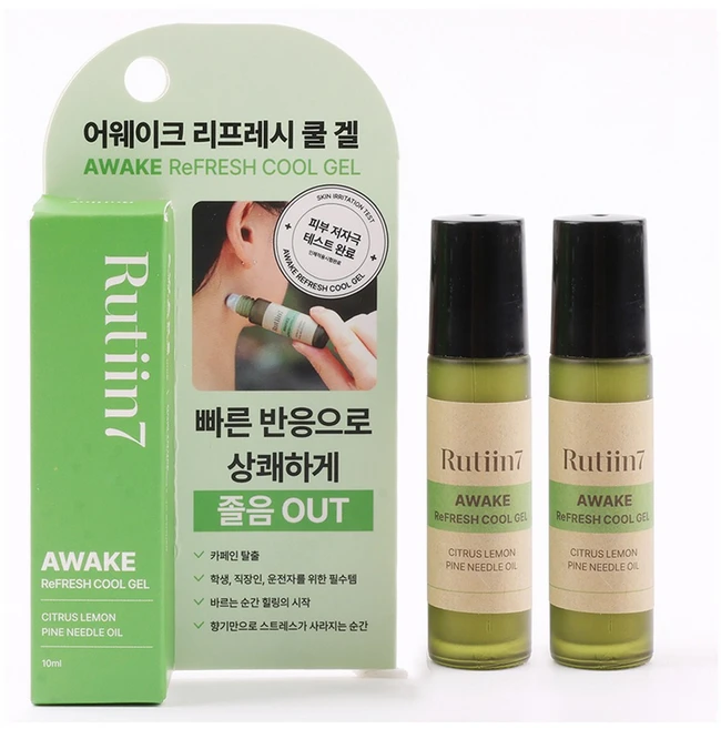 루틴7 어웨이크 리프레시 쿨겔 레몬 운전자 집중력 졸음방지 잠깸스틱, 2개, 10ml - 쿠팡