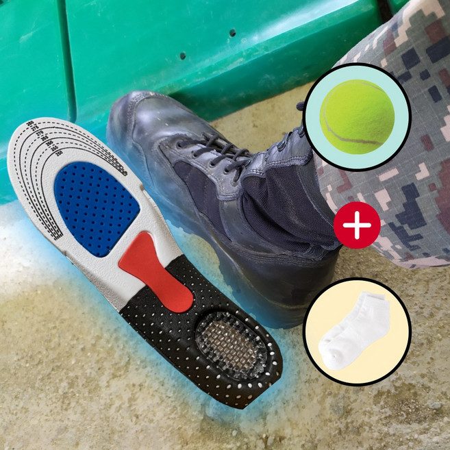 멜리우스 족저근막 기능성 신발 행군용 깔창 푹신한 아치 실리콘 쿠션 군대 군인 전투화, 1개