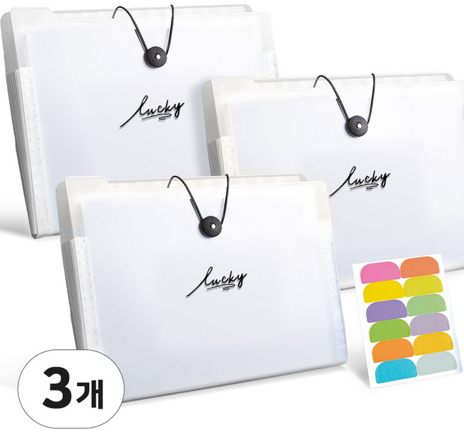 포켓홀더 서류정리파일 인덱스홀더 12칸 바인더 파일폴더, 3개, 레터링